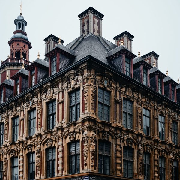 A low angle shot of the famous Vieille Bourse in Lille in France