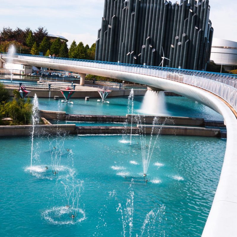 Poitiers, France - September 18 2010 - The Extraordinary Journey - View of the buildings and attractions of Futuroscope theme park